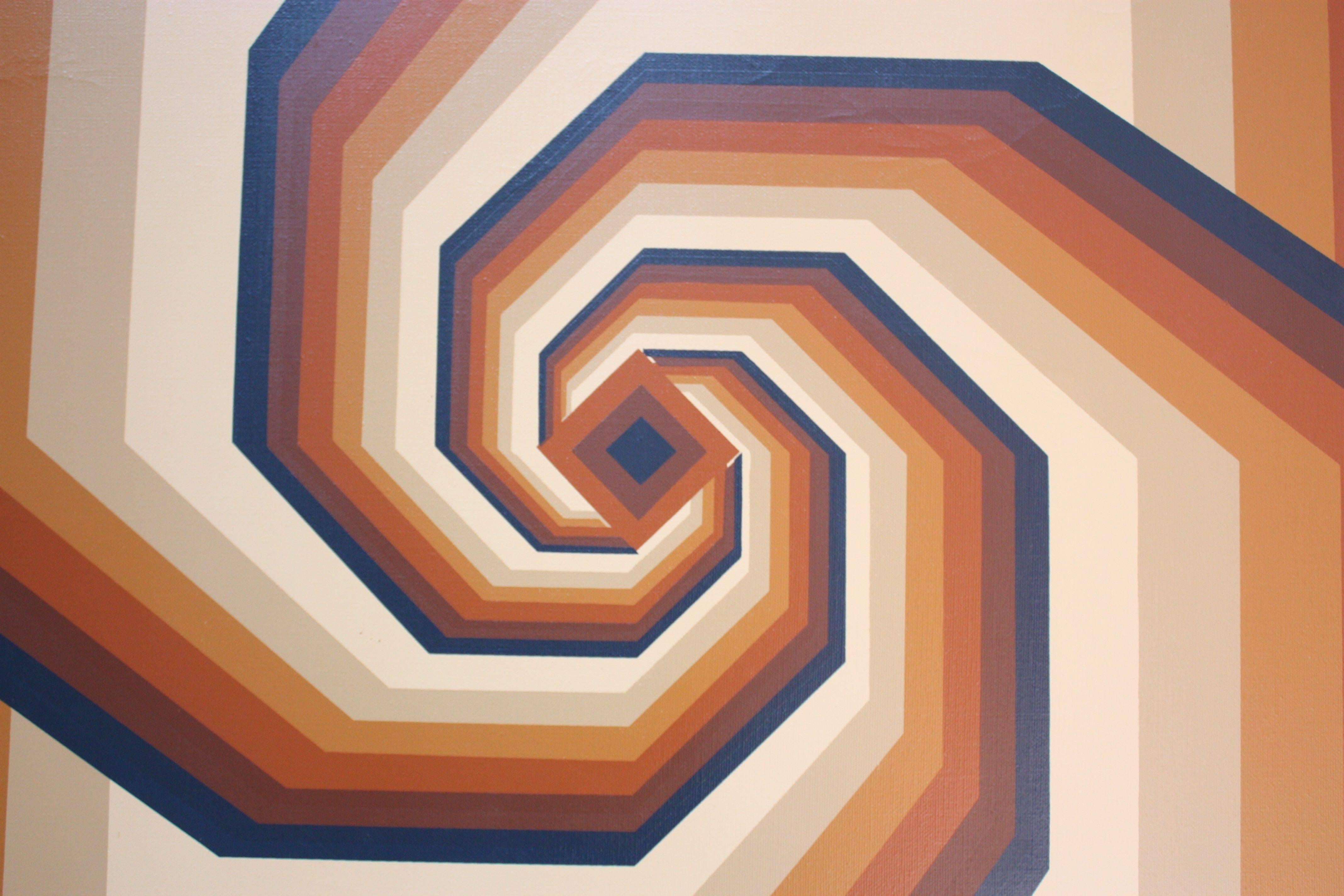 1980er Jahre Op Art Öl auf Leinwand mit Wirbelmotiv. Signiert 