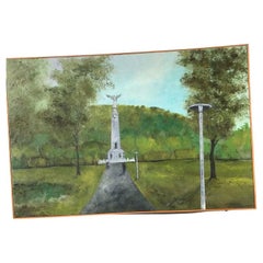 Oil on Canvas Gilles Gosselin Parc Jeanne Mance Georges Etienne Cartier Monument