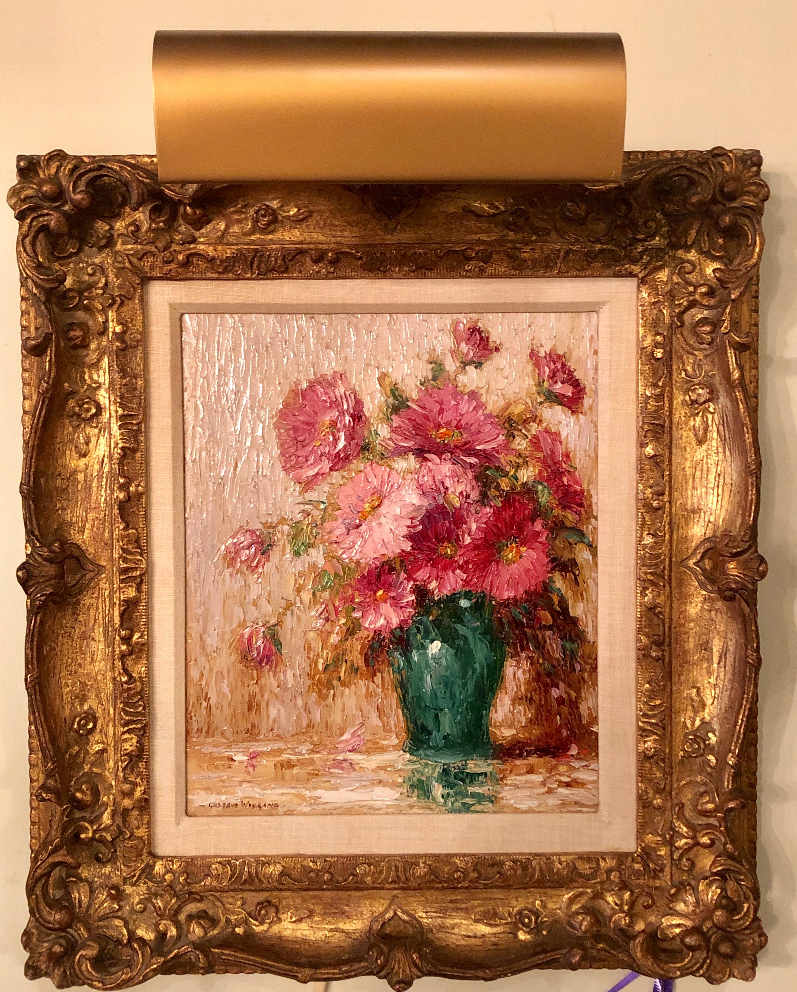 Renaissance Oil on Canvas Gustave Weigand German 1860-1930 Signed Floral Still Life