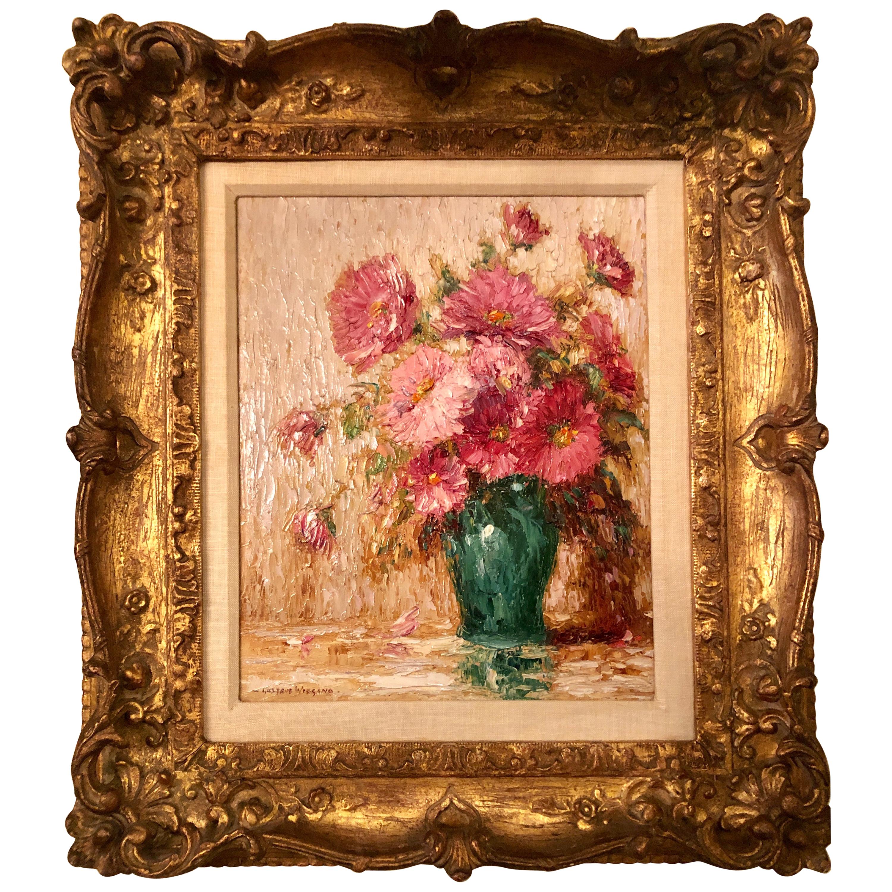 Oil on Canvas Gustave Weigand German 1860-1930 Signed Floral Still Life
