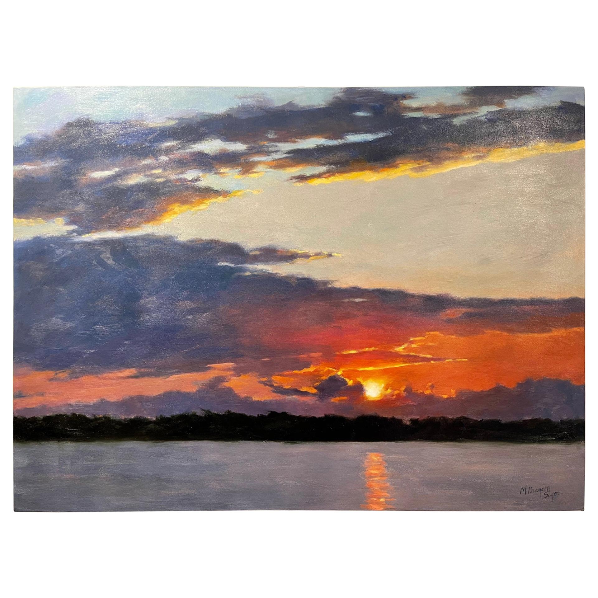 Oil on Canvas "Holy Moment", (Sunset Scene) Mary Segars