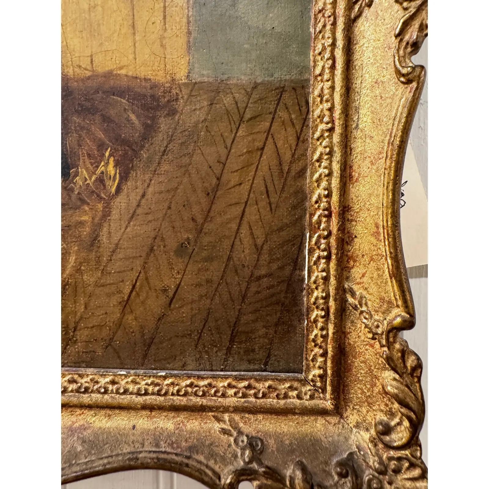 Óleo sobre lienzo Caballo y perro blanco Europeo en venta