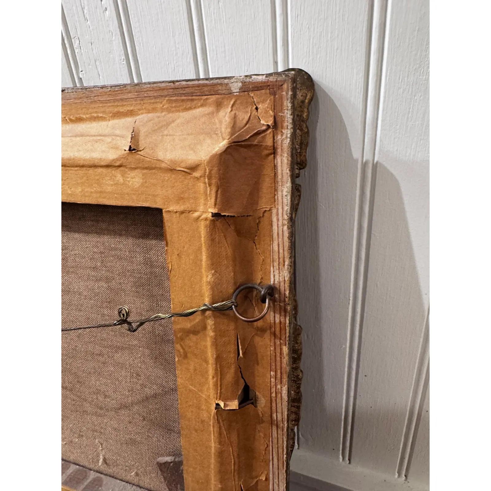 Óleo sobre lienzo Caballo y perro blanco siglo XIX en venta