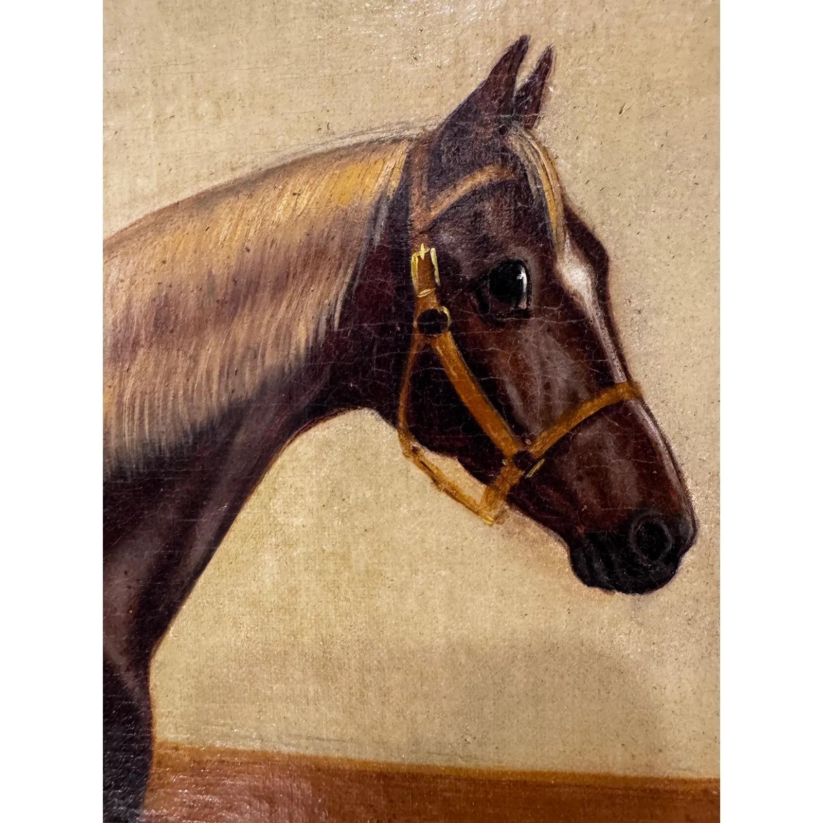 Oil on Canvas Horse in Stable im Zustand „Gut“ im Angebot in Nashville, TN