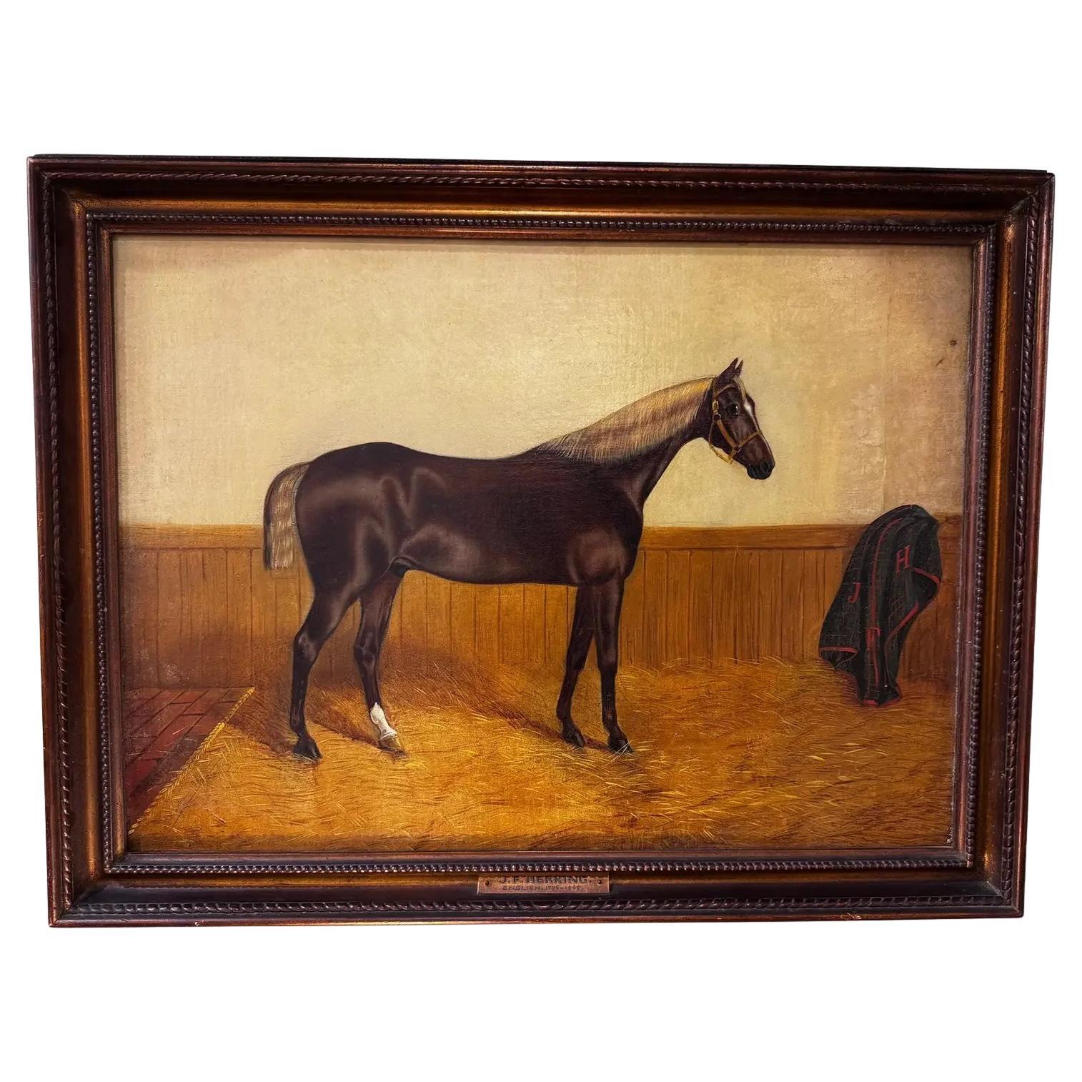 Oil on Canvas Horse in Stable