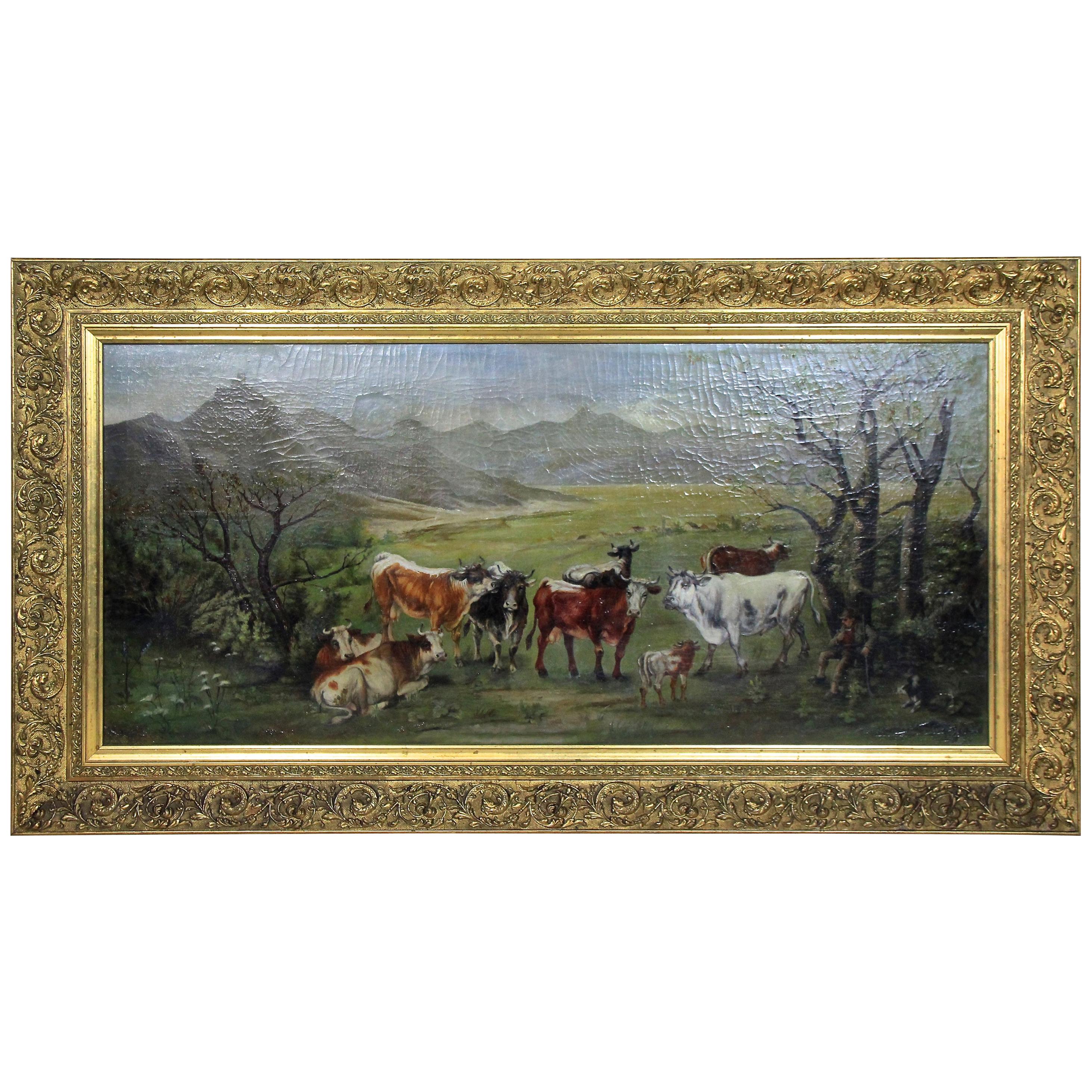 Oil on Canvas "In The Countryside" Signed by Carl Schild, Austria, Dated 1899