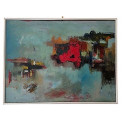 Vintage Abstract Oil on Canvas, manner of  Mohammad Kibria, Dhaka, Bangladesh, 1970's
