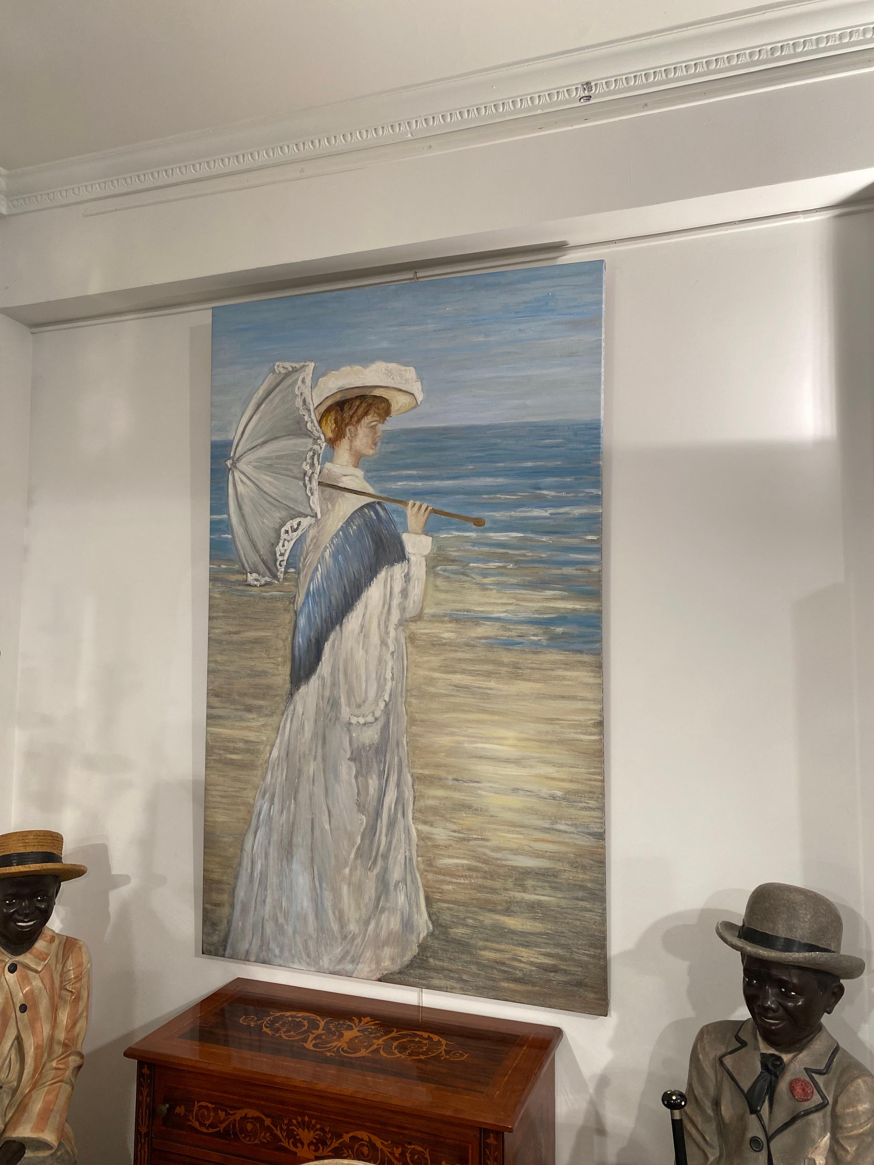 Milieu du XXe siècle Huile sur toile dans le style de Krøyer Circa 1950 en vente
