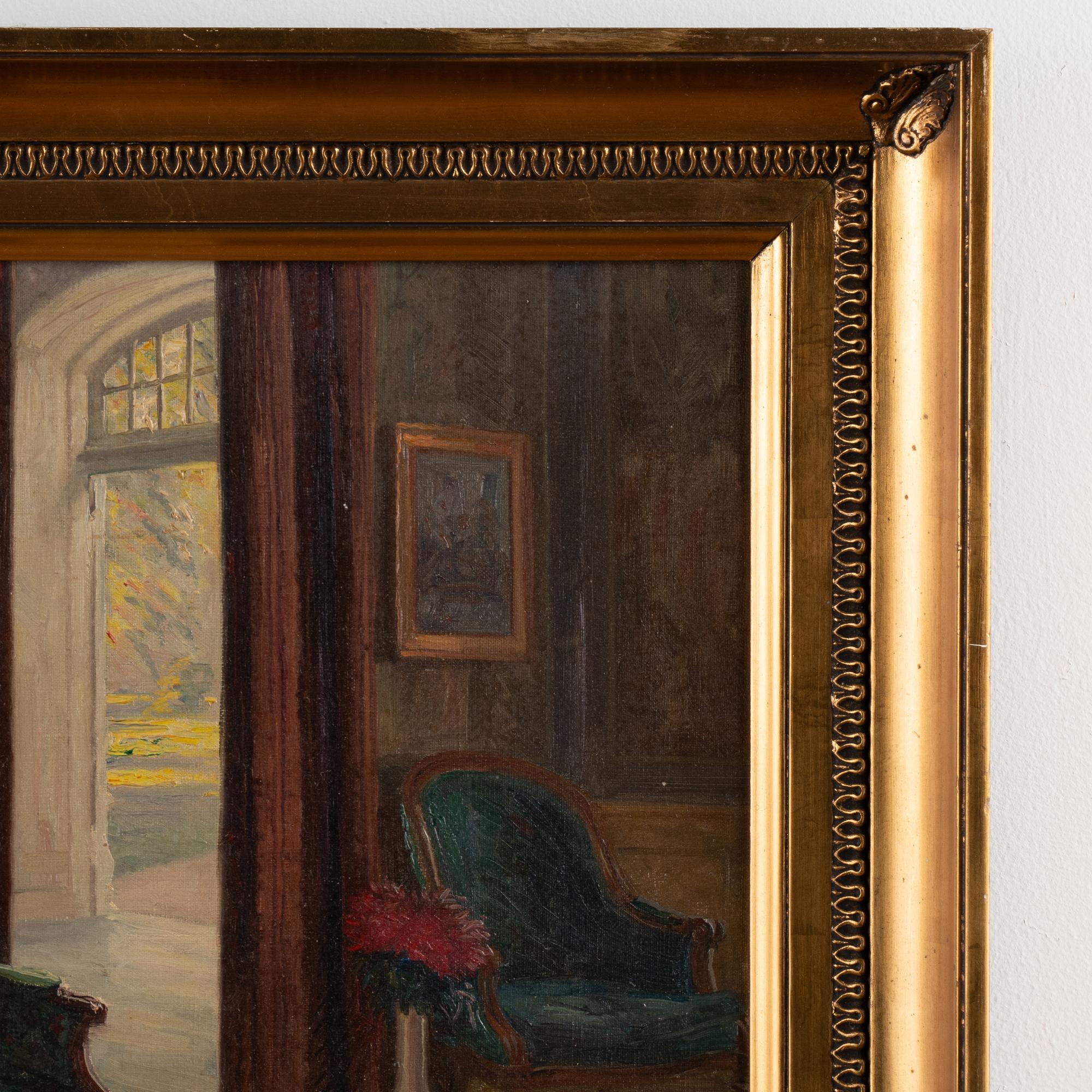 Oil on Canvas Interior with Girl, Signed/dated Robert Gustav Otto Panitzsch 1931 For Sale 2