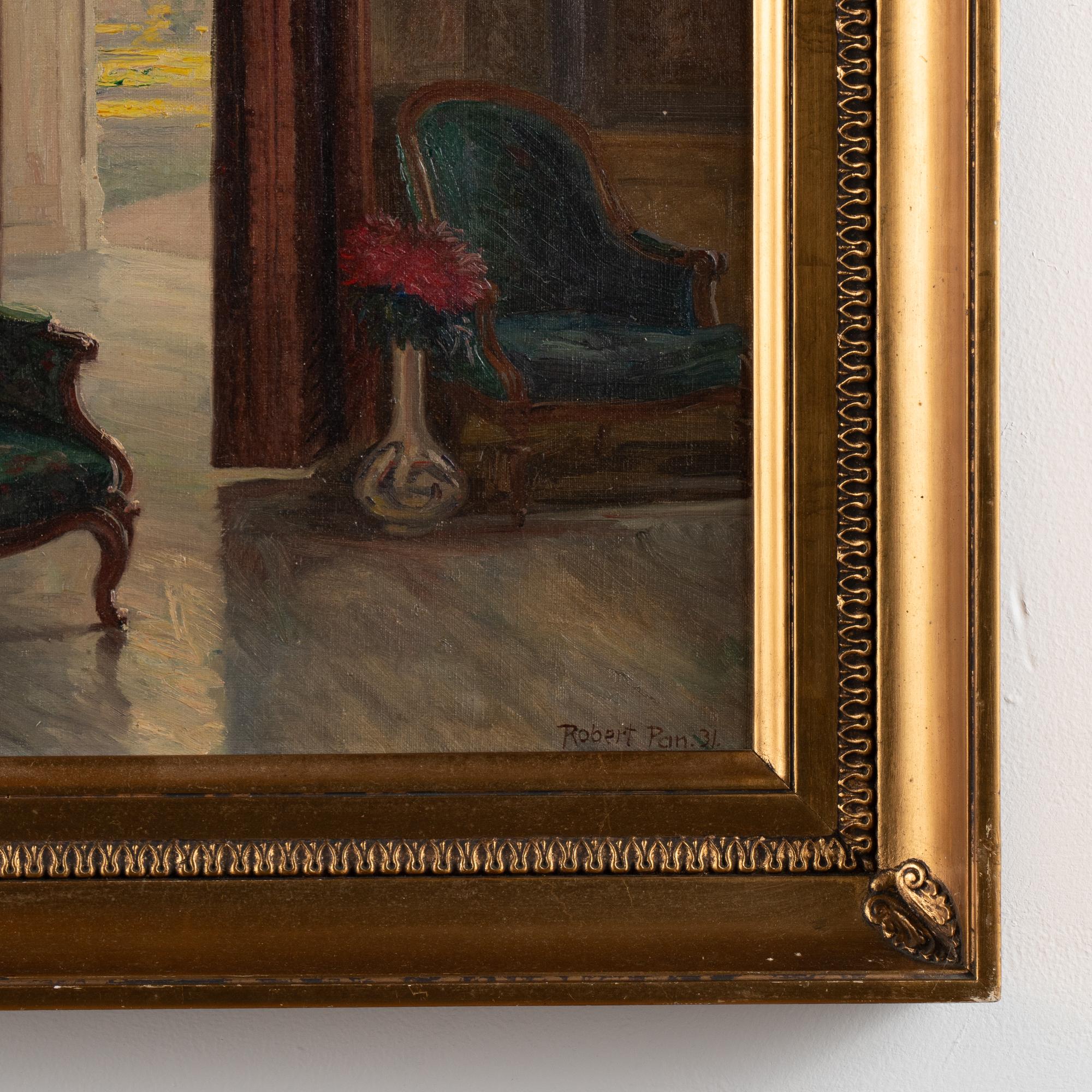 Oil on Canvas Interior with Girl, Signed/dated Robert Gustav Otto Panitzsch 1931 For Sale 3