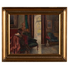 Oil on Canvas Interior with Girl, Signed/dated Robert Gustav Otto Panitzsch 1931