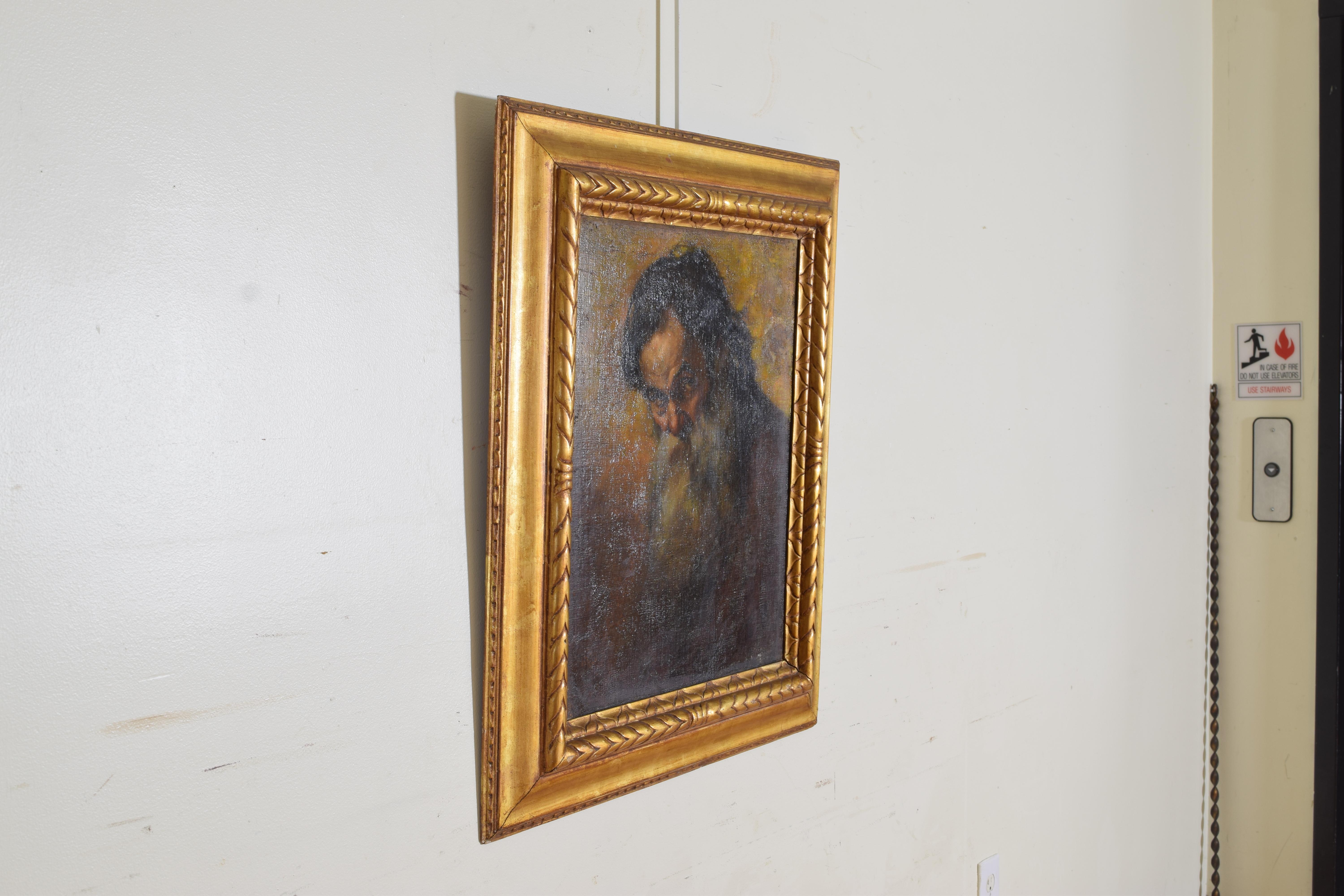 Italian Oil on Canvas, Italy, Neapolitan School, Portrait of Man with Beard 19th Century For Sale