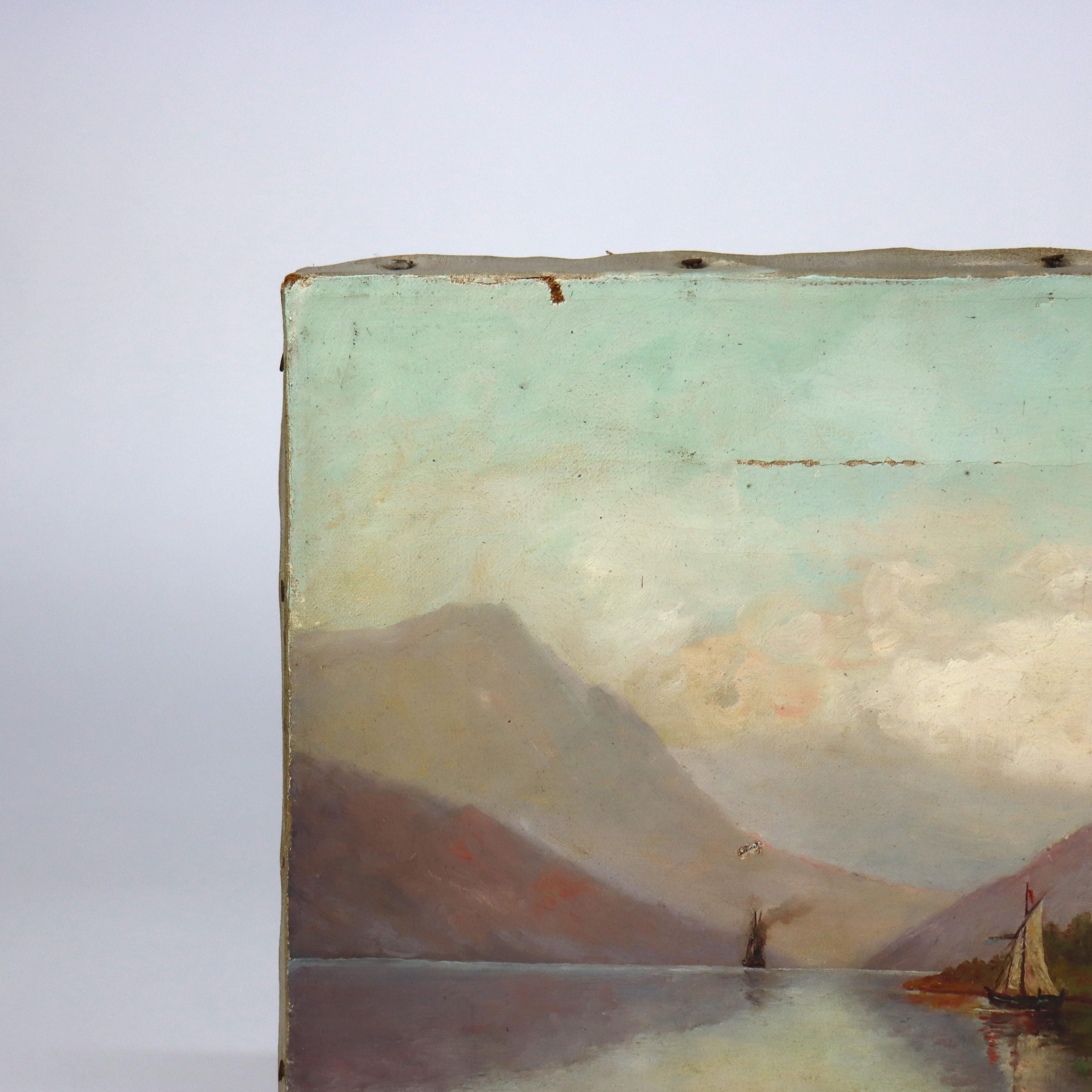 Öl auf Leinwand Landschaftsgemälde des Hardangerfjords in Norwegen von Larm C1913, Öl im Angebot 1