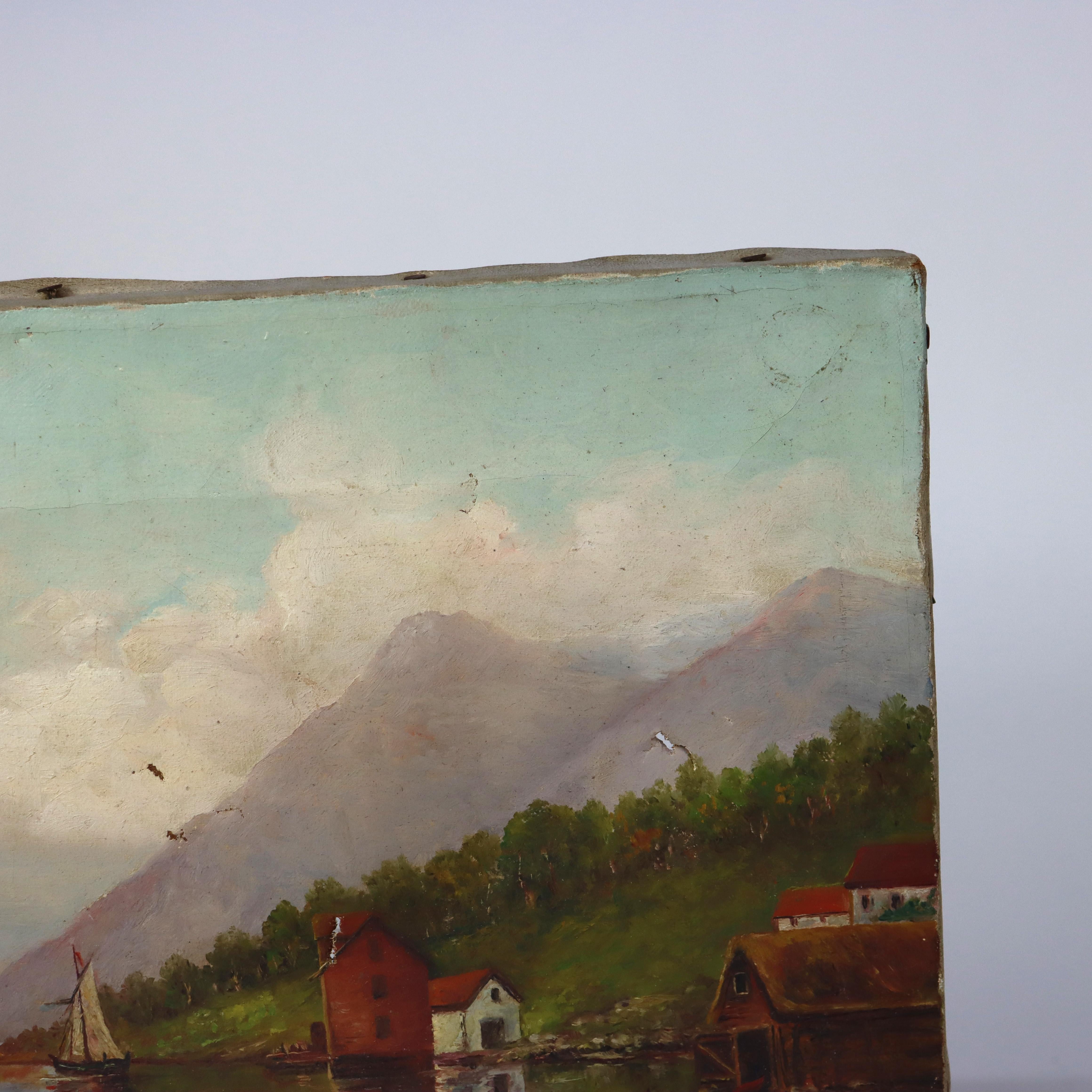 Öl auf Leinwand Landschaftsgemälde des Hardangerfjords in Norwegen von Larm C1913, Öl im Angebot 2