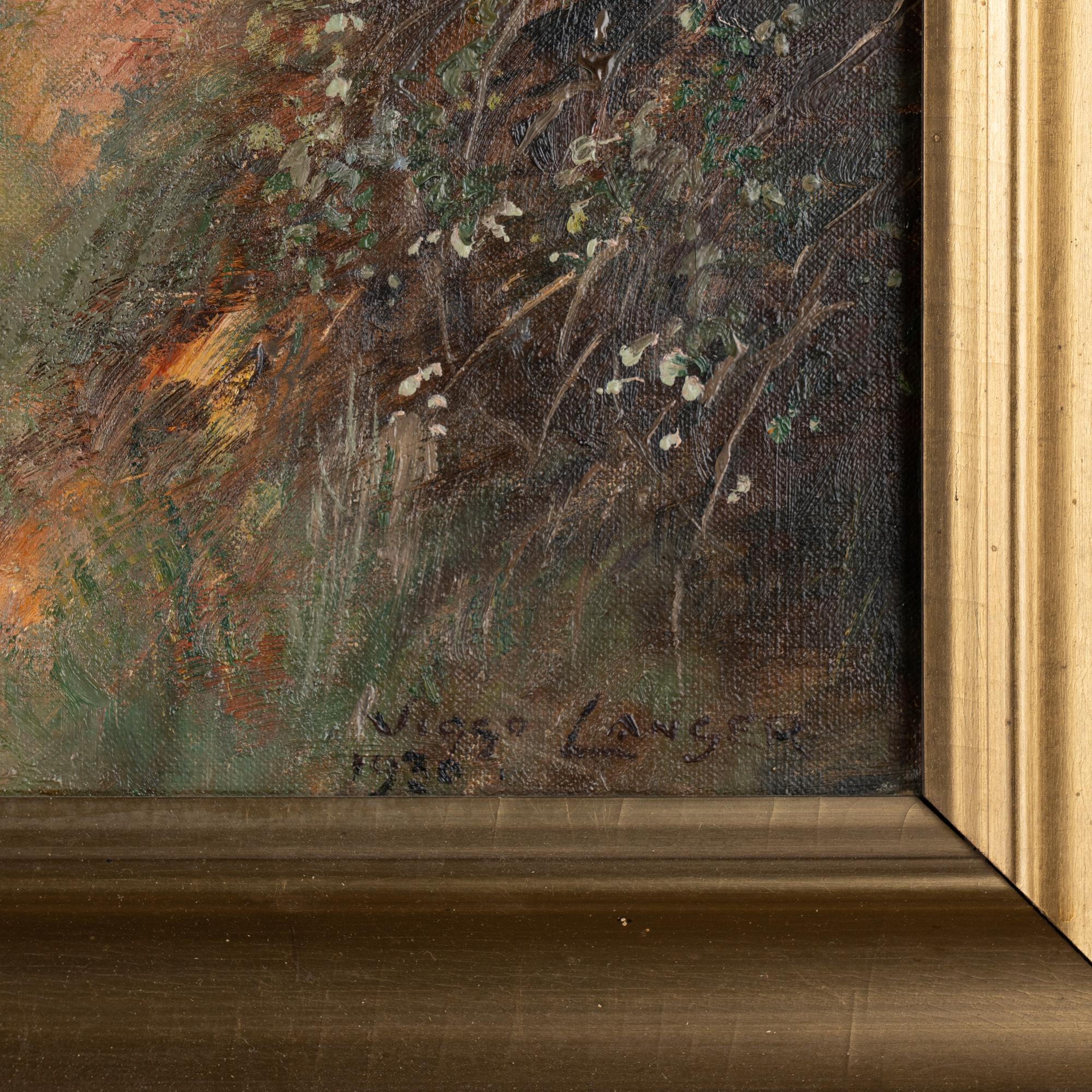 Pintura al óleo sobre lienzo Paisaje de vista en Menton, firmada Viggo Langer 1930 en venta 4
