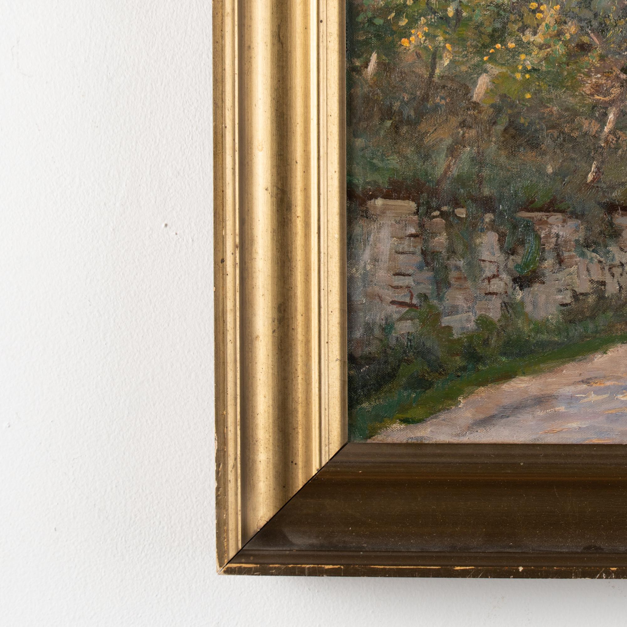 Pintura al óleo sobre lienzo Paisaje de vista en Menton, firmada Viggo Langer 1930 en venta 1