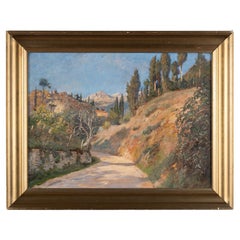 Oil on Canvas Landscape Painting of View in Menton, Signed Viggo Langer 1930