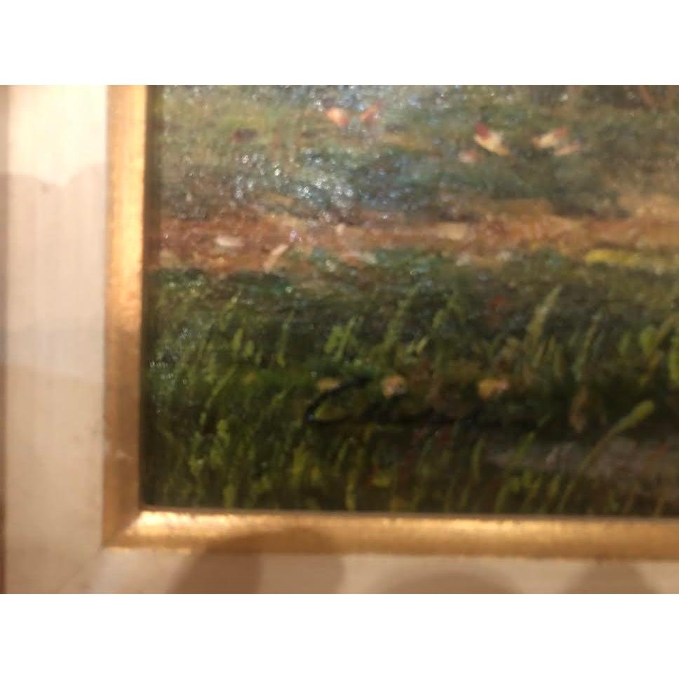 Campaign Oil on Canvas Landscape Painting Signed by Artist