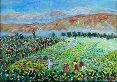 Impressionistisches Ölgemälde auf Leinwand, Landschaft, signiert „Fabello“, datiert in den 1960er Jahren