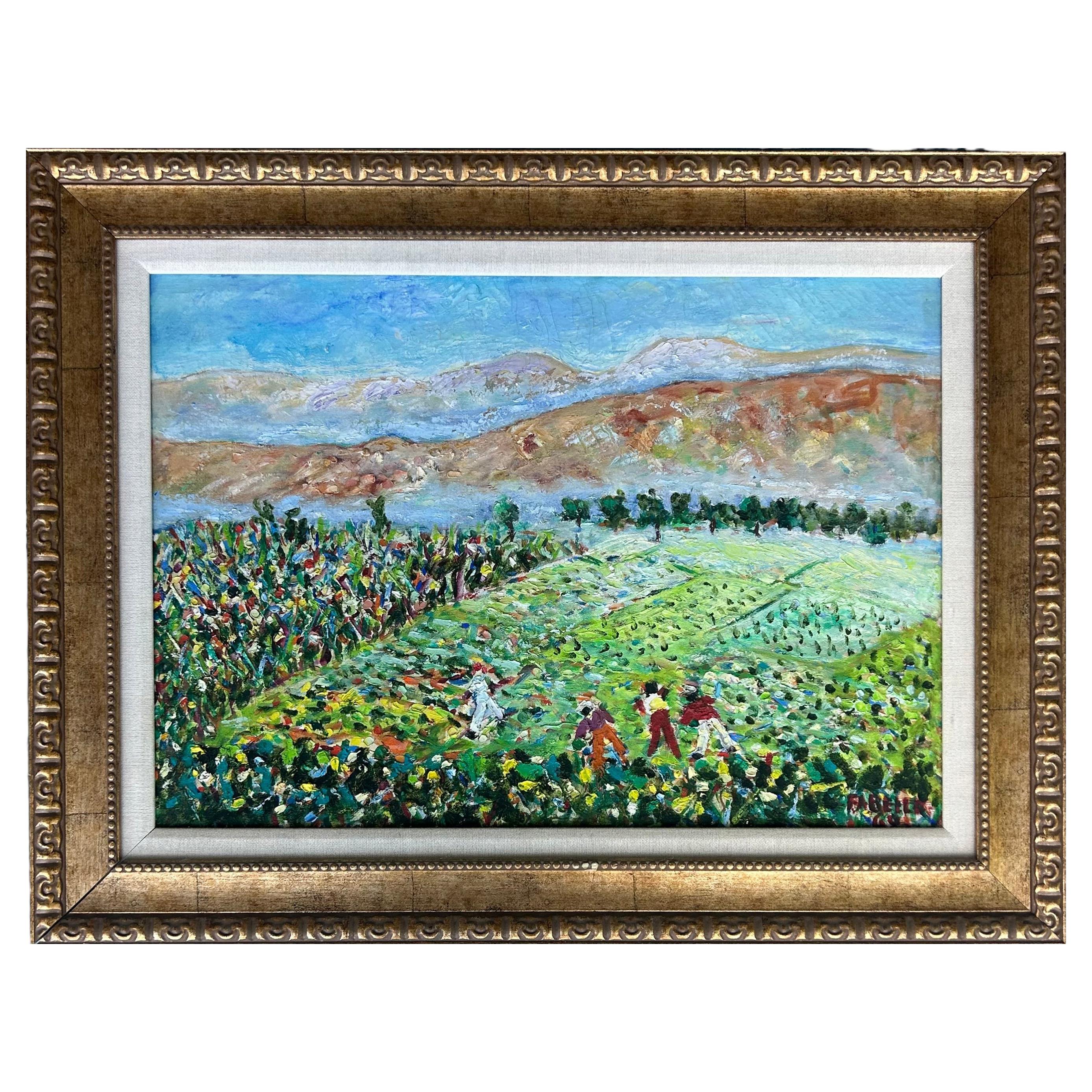 Impressionist Oil Painting on Canvas Landscape Signed Fabello, Dated 1960s For Sale