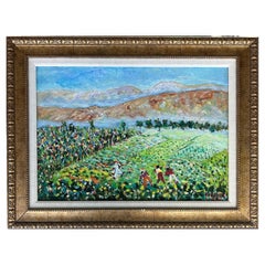 Impressionistisches Ölgemälde auf Leinwand, Landschaft, signiert „Fabello“, datiert in den 1960er Jahren