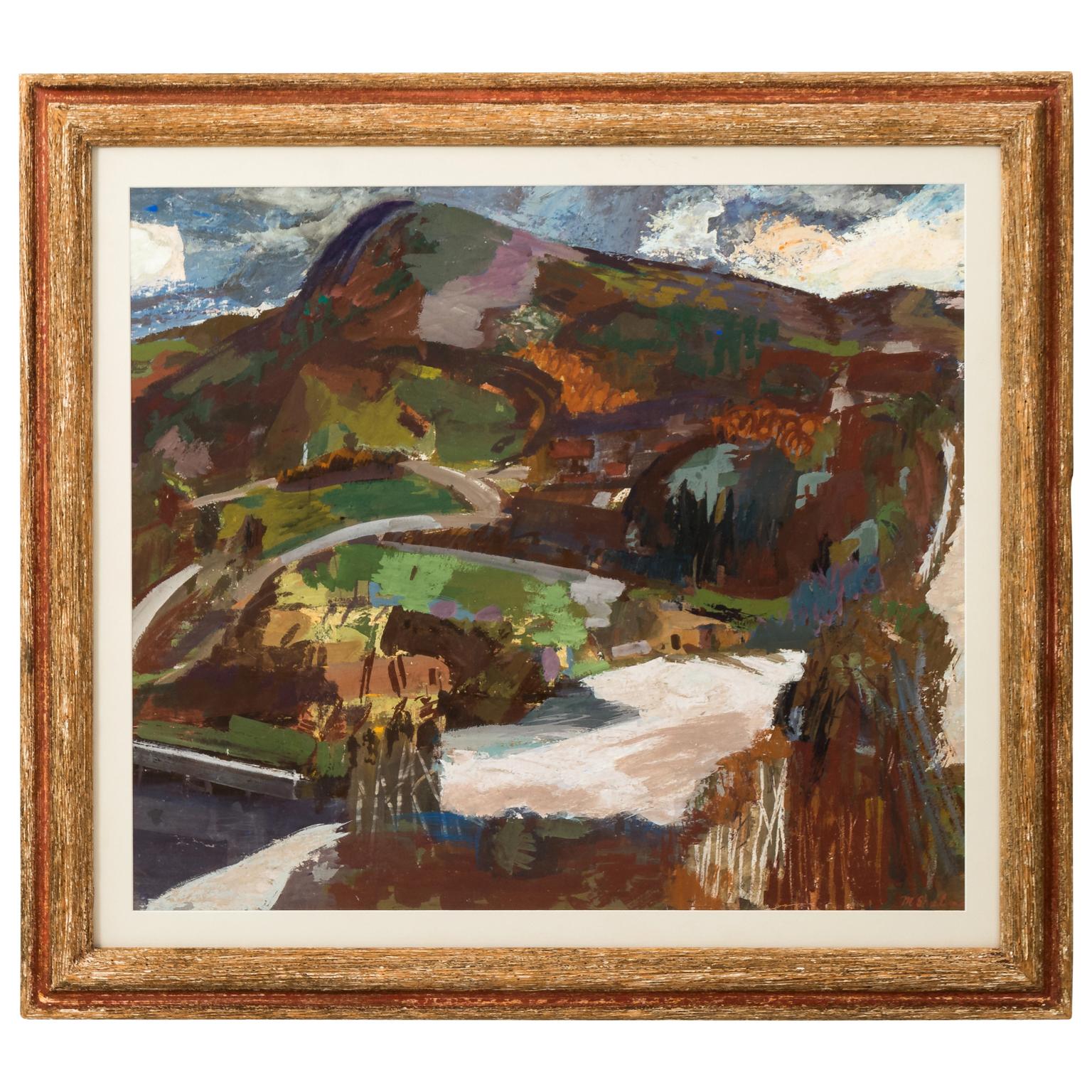 Oil on Canvas Landscape Scene by Morris Shulman, circa 1958 For Sale