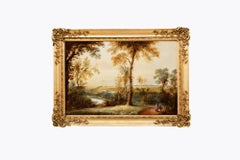 Olio su tela Scena di paesaggio 'Vista di Old e New Lanark'