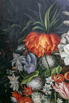 Oil on Canvas Large Floral Still Life in Baroque Style