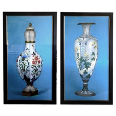 Oil on Canvas; Large Pair of Paintings Depicting Chinese Vases