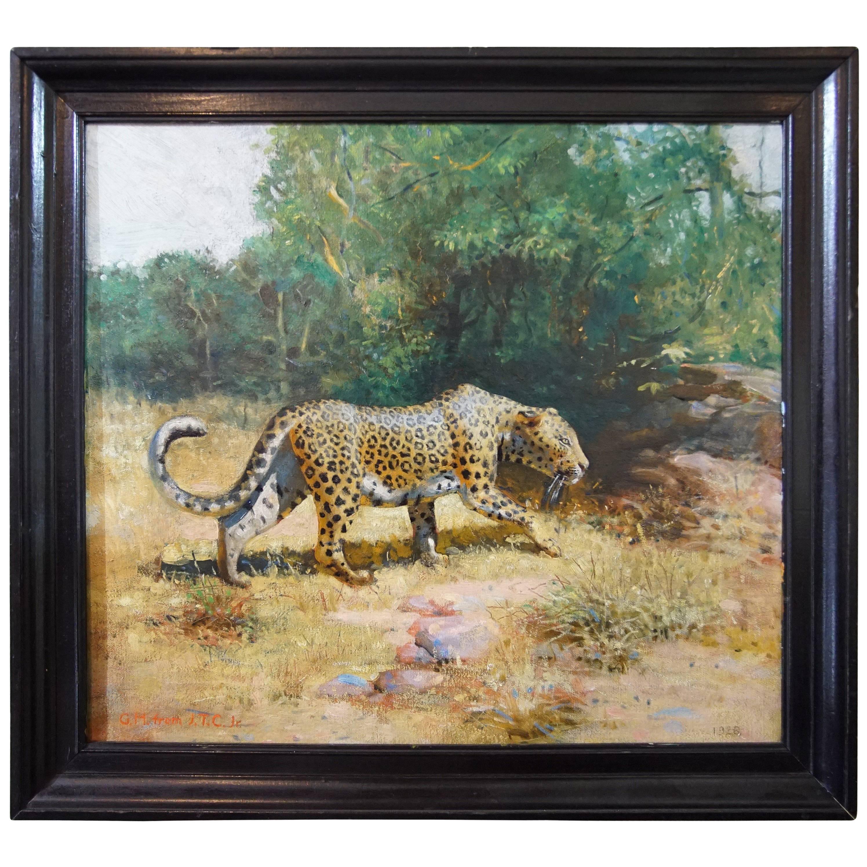 Oil on Canvas Leopard For Sale