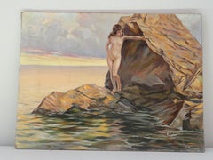 Oil on canvas Maiden on the rocks by Collina, 1930s