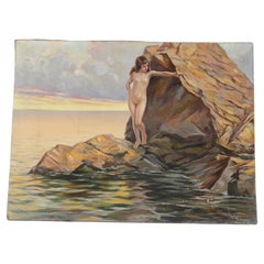 Oil on canvas Maiden on the rocks by Collina, 1930s