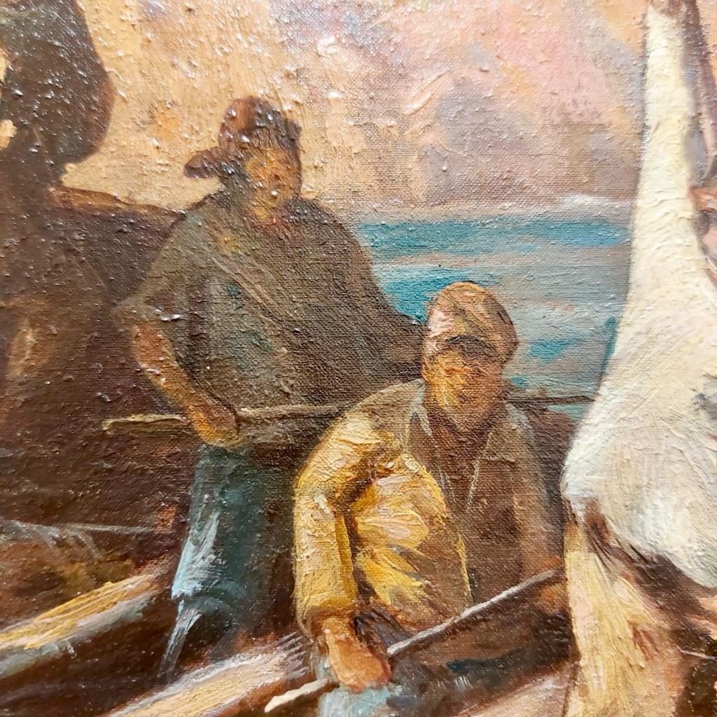 Öl auf Leinwand Marinegemälde des französischen Malers Jules Izier  im Zustand „Gut“ im Angebot in NICE, FR