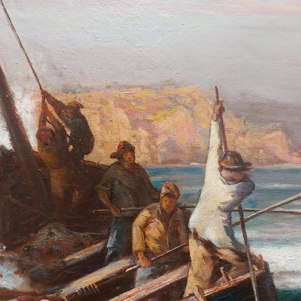 Öl auf Leinwand Marinegemälde des französischen Malers Jules Izier  (20. Jahrhundert) im Angebot