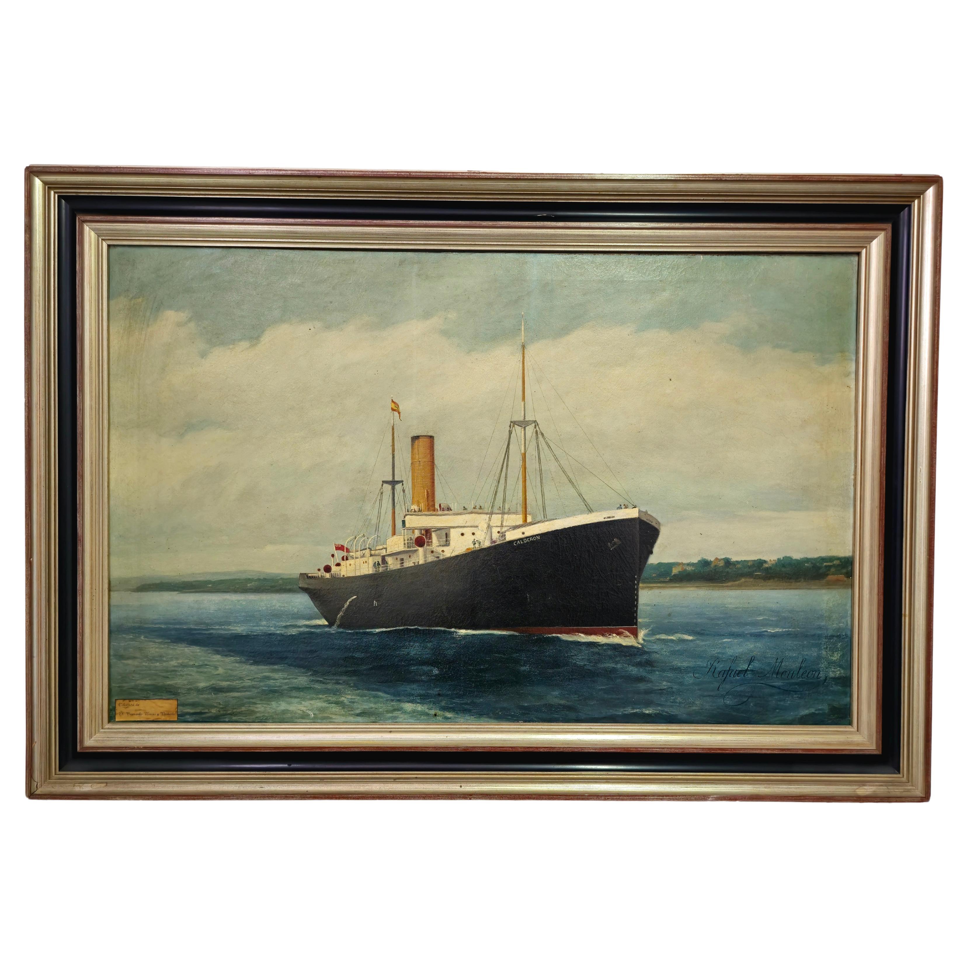Olio su tela "Marin" Firmato da Rafael Monleón