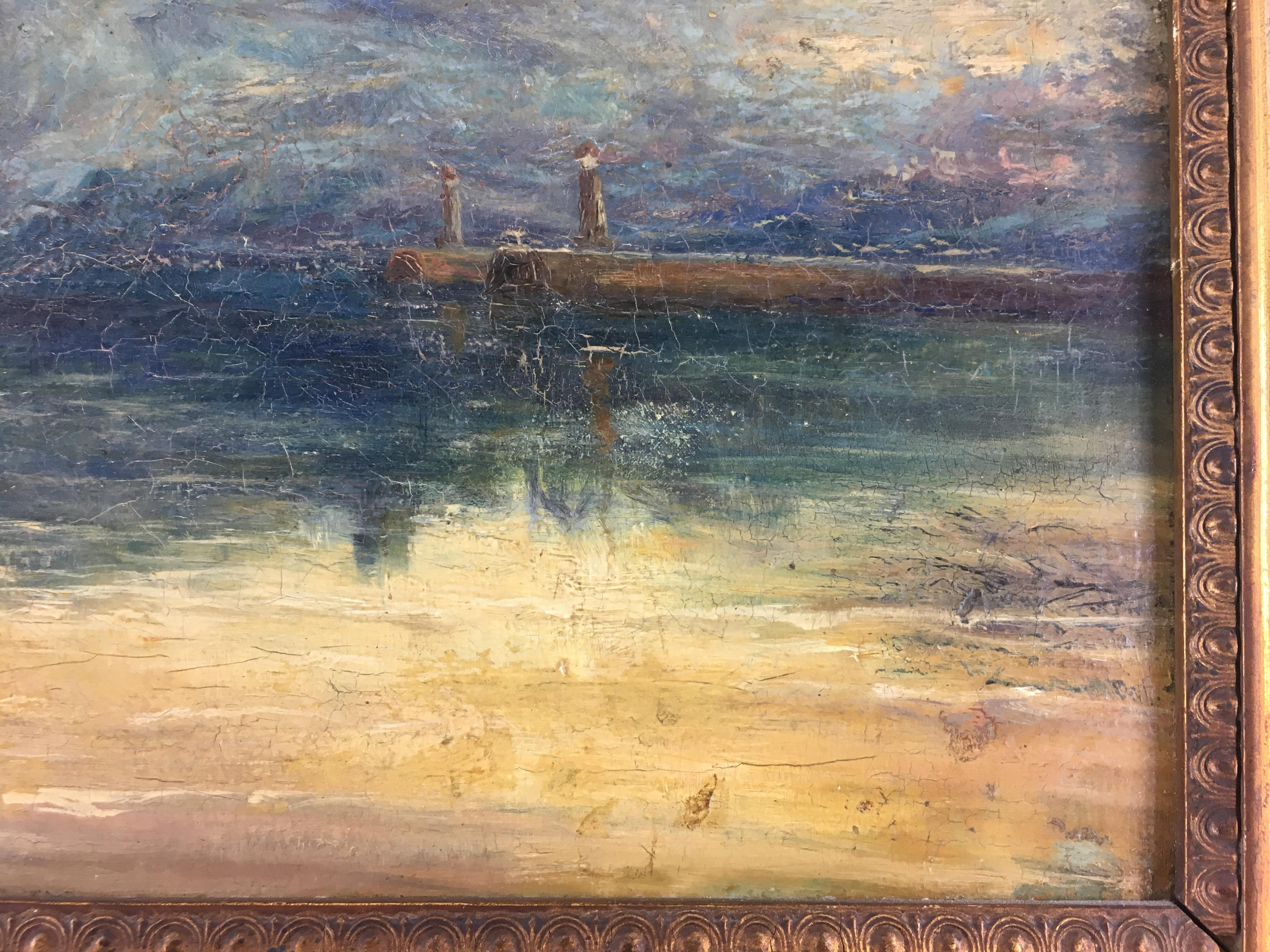 Oil on Canvas Seascape Painting, Signed Scenes from Whitby, England 2
