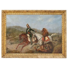 Oil on Canvas, Military Rider During a Battle, circa 1840