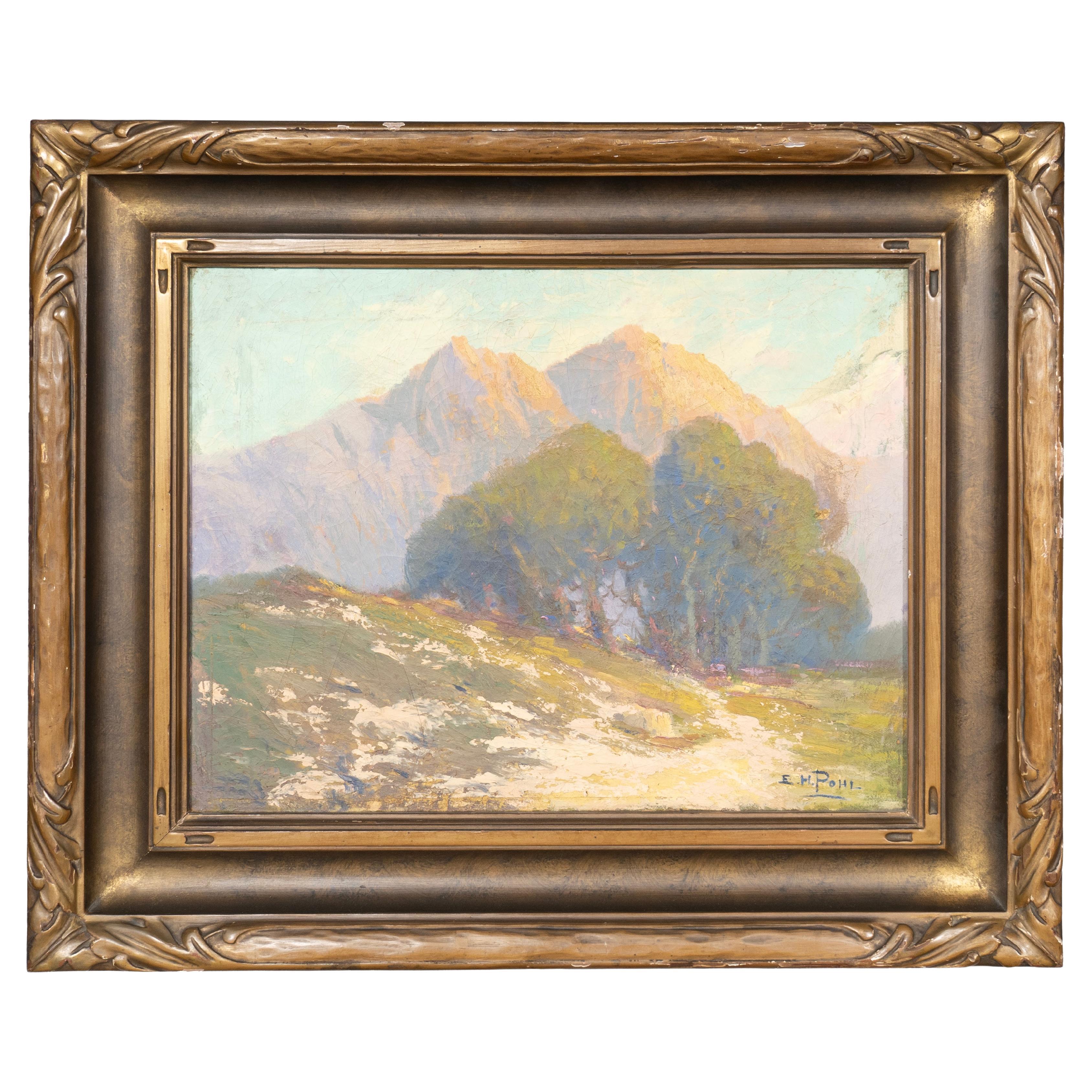 Oil On Canvas Mountain Landscape By Ernest Henry Pohl