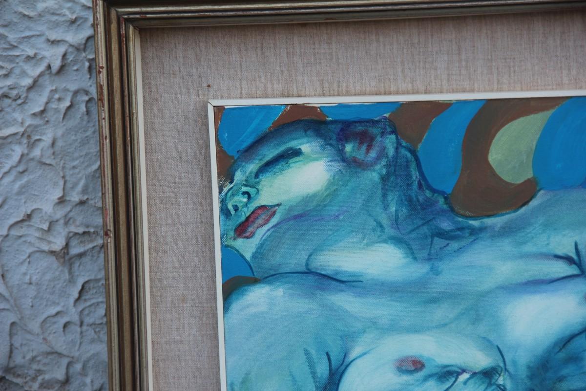 Oil on Canvas Naked Woman Elio Pelosi Neapolitan Painter Work Entitled Orgasm For Sale 1