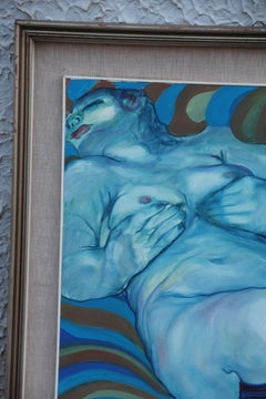 Oil on Canvas Naked Woman Elio Pelosi Neapolitan Painter Work Entitled Orgasm