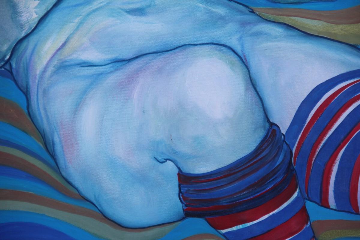 Italian Oil on Canvas Naked Woman Elio Pelosi Neapolitan Painter Work Entitled Orgasm For Sale