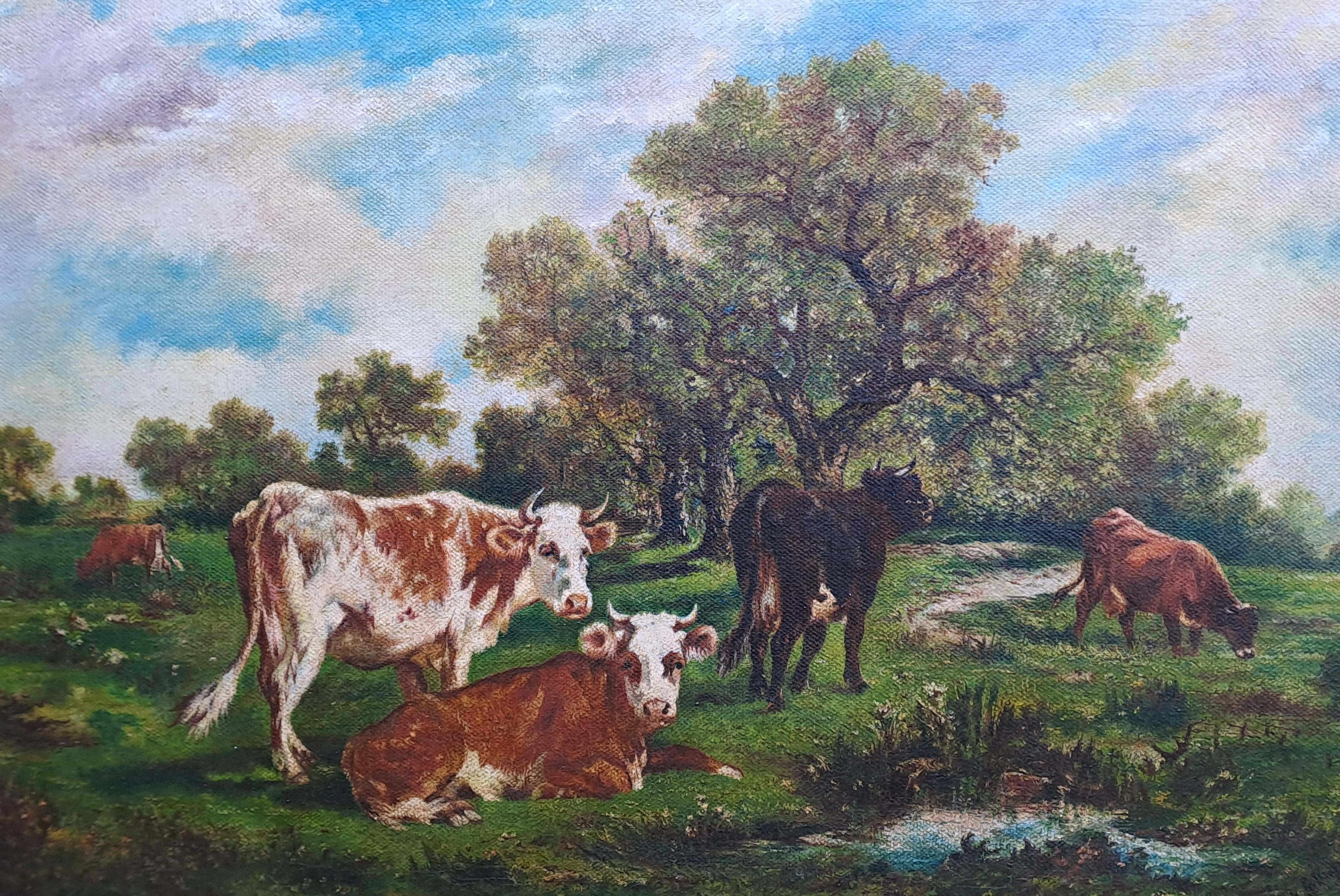 Olio su tela - Vacche della Normandia firmato Collignon In condizioni buone in vendita a BARSAC, FR