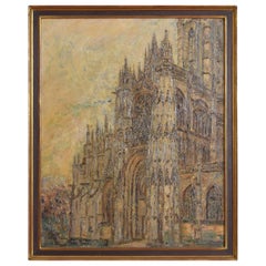 Oil on Canvas, Notre Dame Cathedral, Second Quarter of the 20th Century