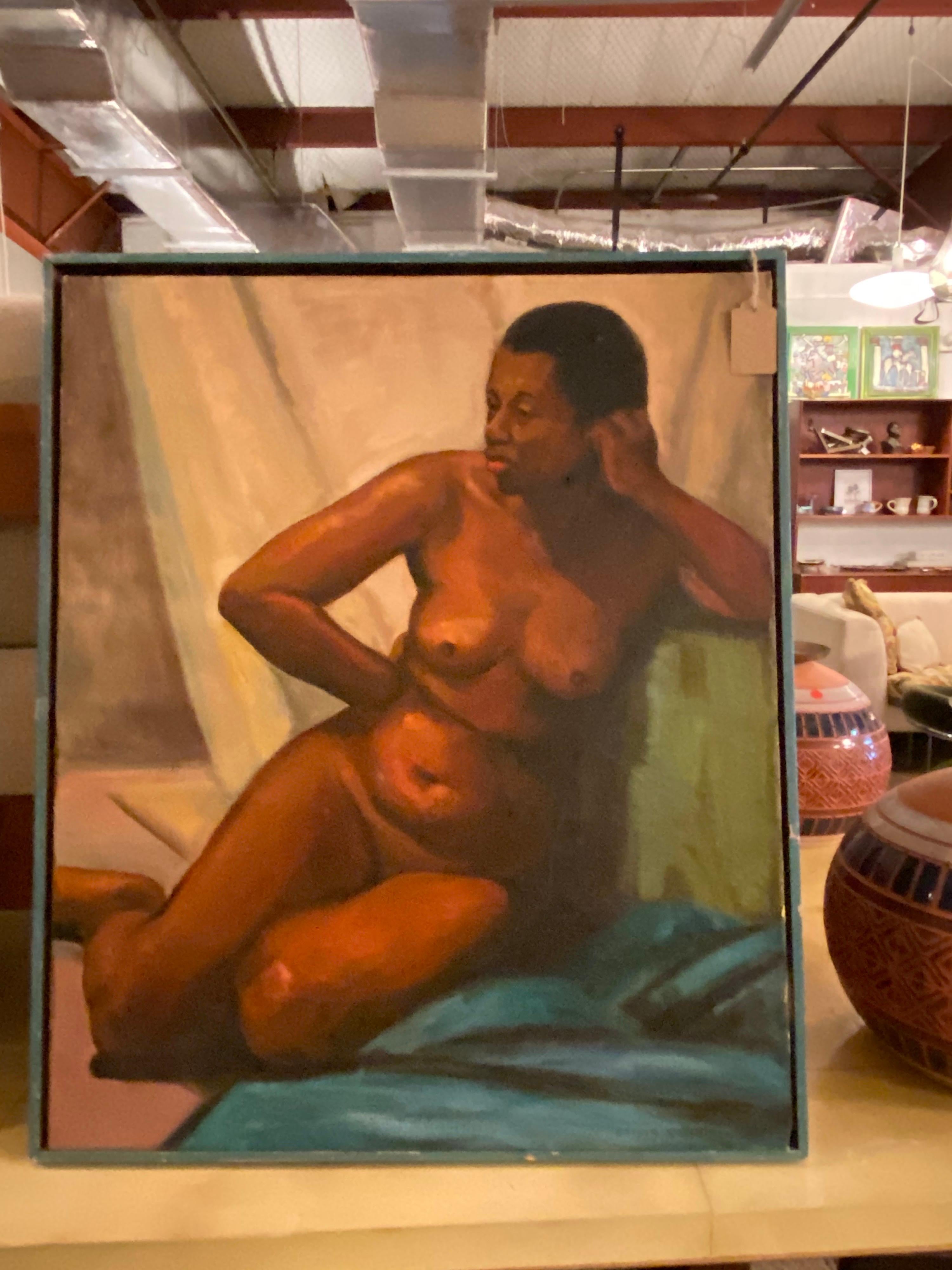 1940s oil on canvas nude painting by Esther Rosenthal