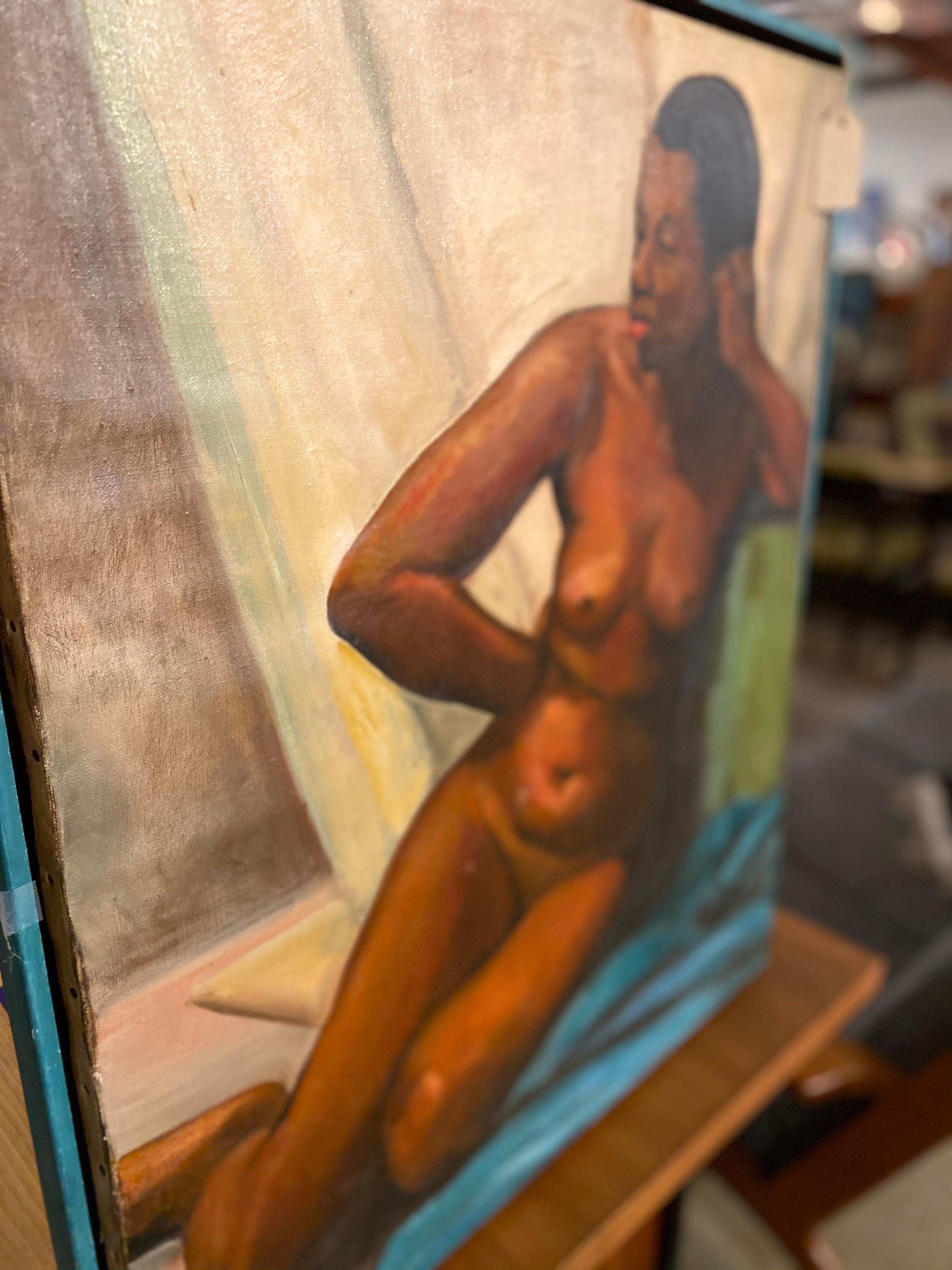 Oiled Oil on Canvas Nude Painting