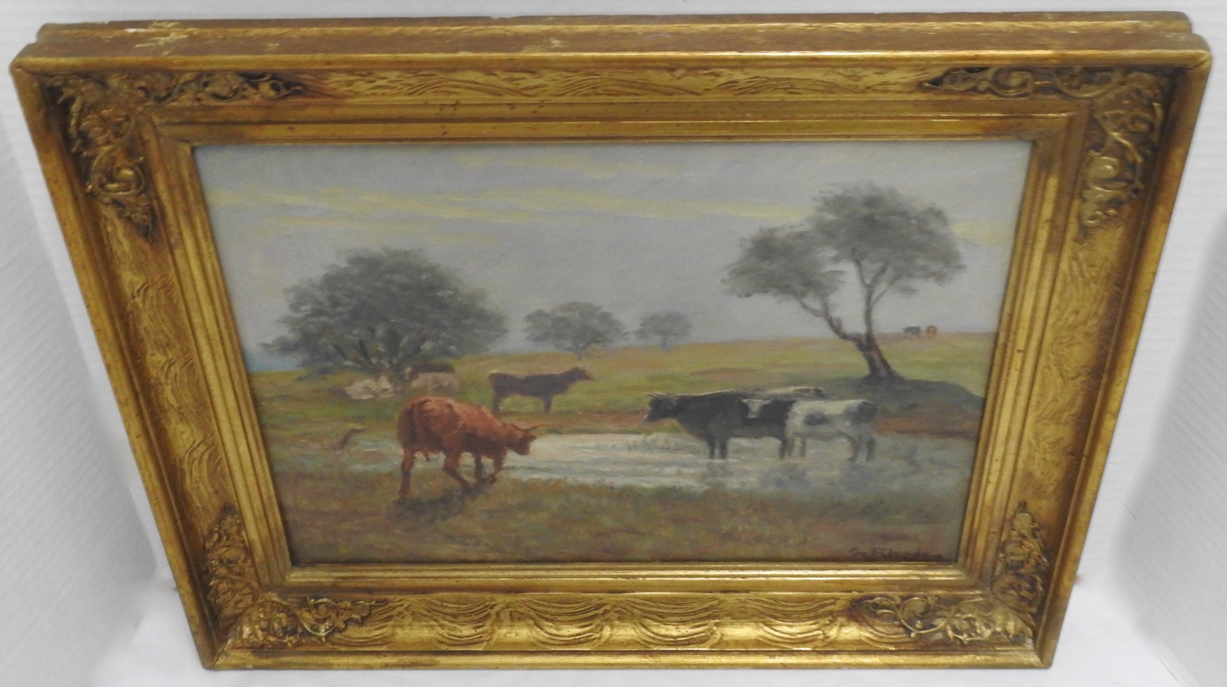 19th Century Oil on Canvas of a Country Landscape by Rhede For Sale