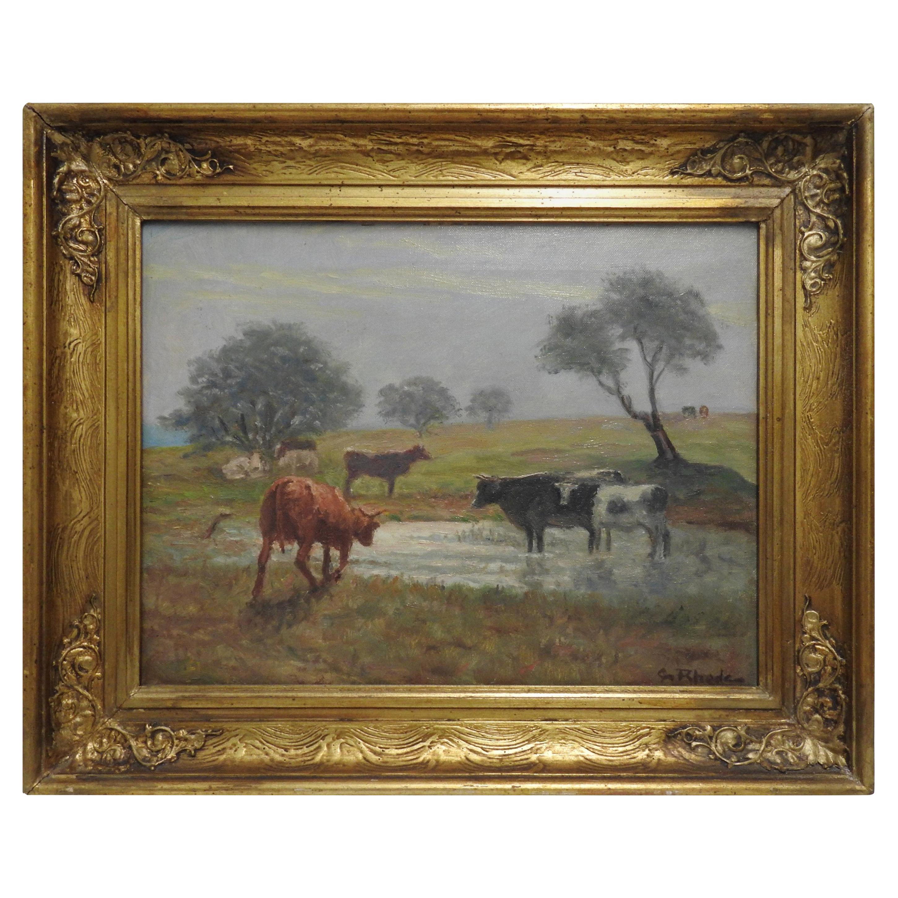 Oil on Canvas of a Country Landscape by Rhede For Sale