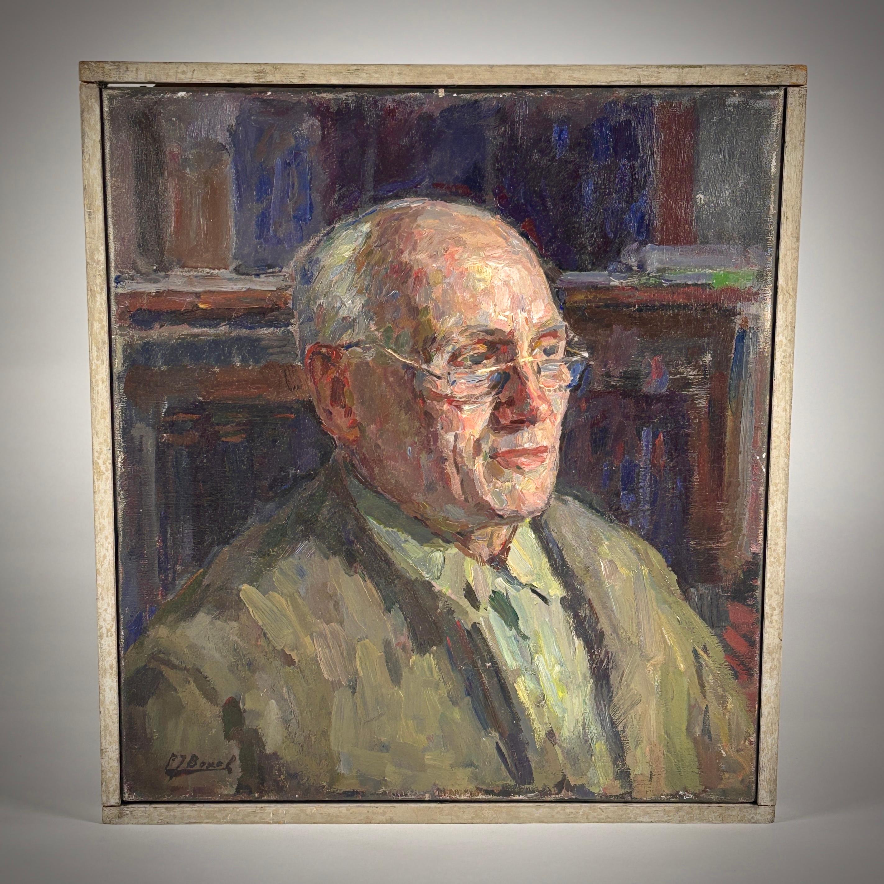 Oil on Canvas of a Gentleman, Circa 1950. For Sale 7