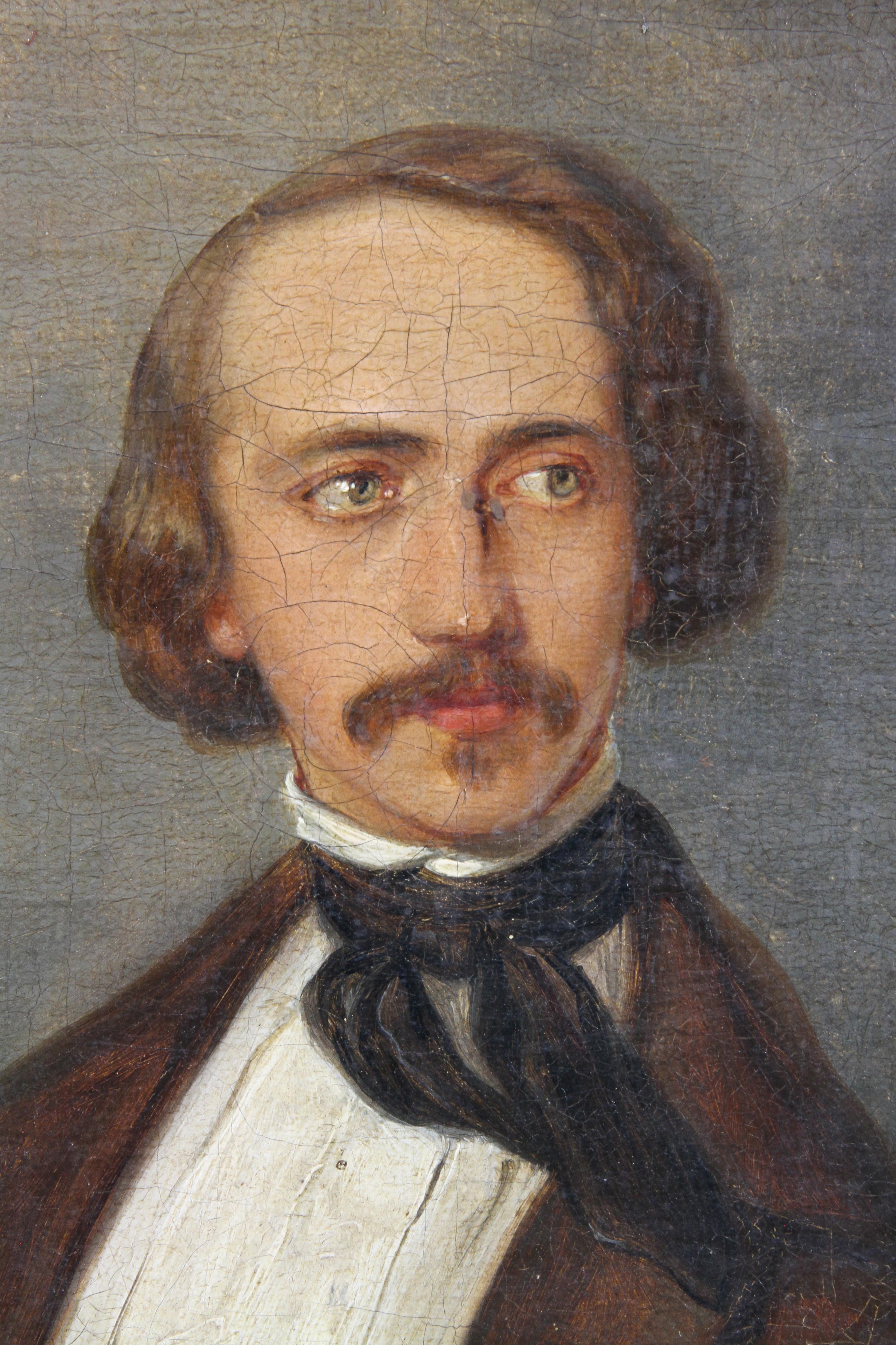 Oil on Canvas of Edgar Allan Poe  In Good Condition In Essex, MA