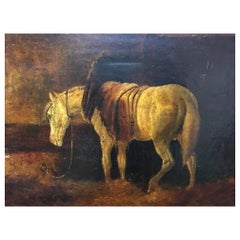 Antique Oil on Canvas of a Horse, Signed